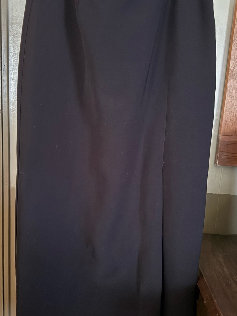 Vintage Claiborne Black Maxi Straight Skirt with Side Slit -10P- Excellent #102